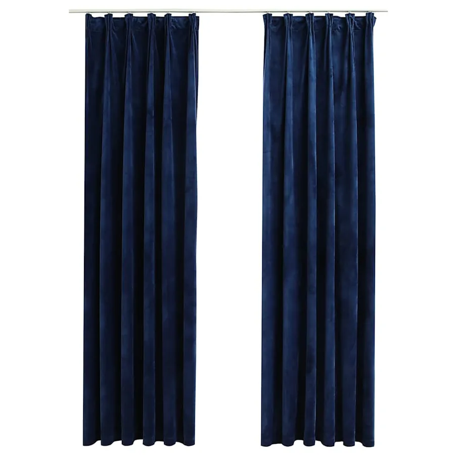 Rideaux occultants et crochet 2pcs Velours Bleu foncé 140x245cm - 2
