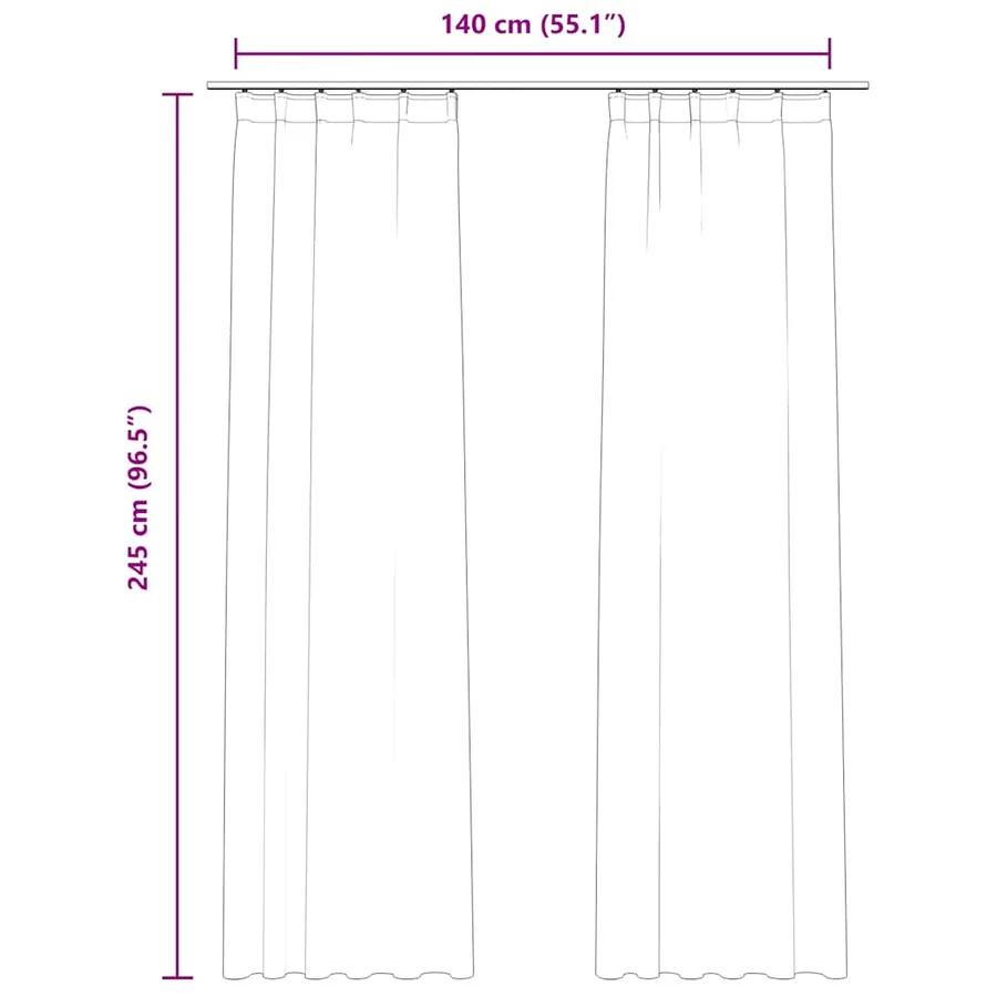Rideaux occultants et crochet 2pcs Velours Bleu foncé 140x245cm - 7