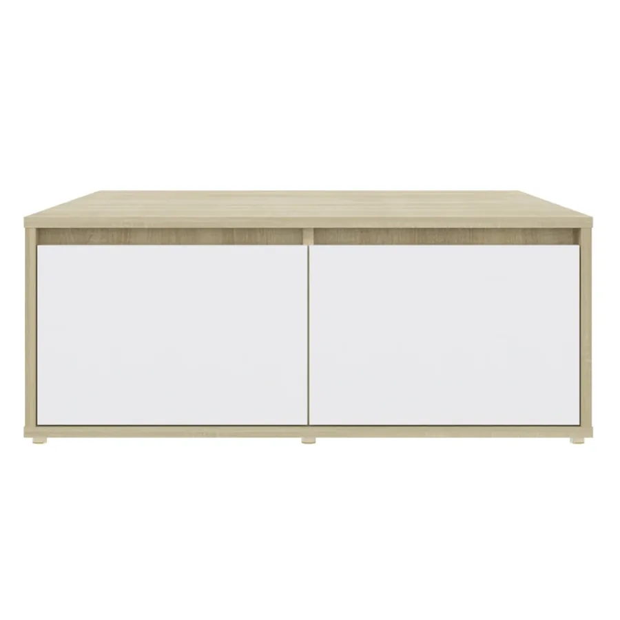 Table basse blanc et chêne sonoma 80x80x31 cm bois d'ingénierie - 4