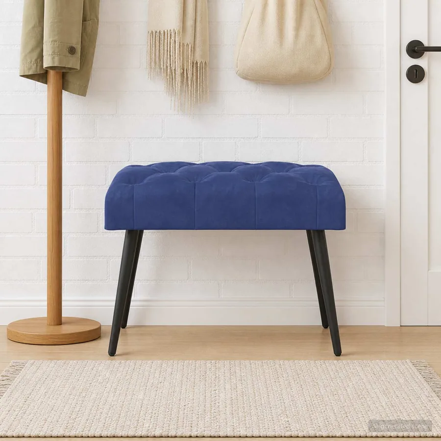 Banc avec capitonnage bouton Bleu police 60 x 40 x 45 cm