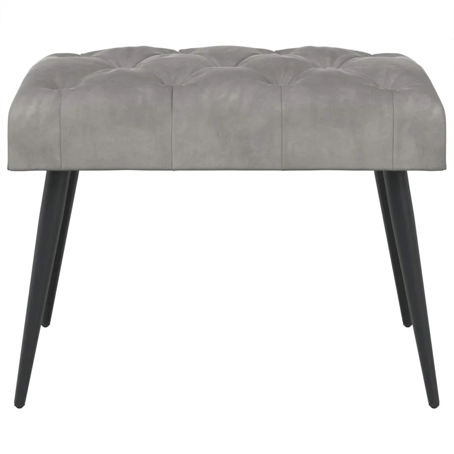Banc avec capitonnage bouton Gris clair 60 x 40 x 45 cm Velours - 5