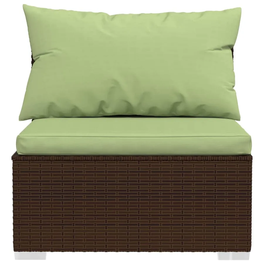 Salon de jardin 5 pcs avec coussins résine tressée marron - 6