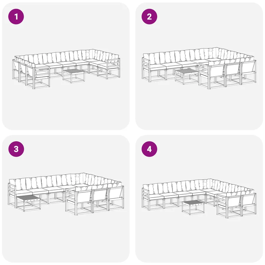 Ensemble de canapés d'extérieur 11 pcs Blanc et gris clair - 9