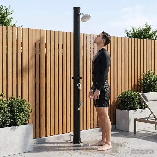 Douche solaire avec pommeau de douche et robinet 20 l Noir