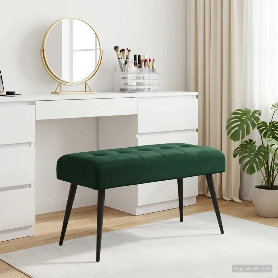 Banc avec capitonnage bouton Vert foncé 80 x 40 x 46 cm Velours