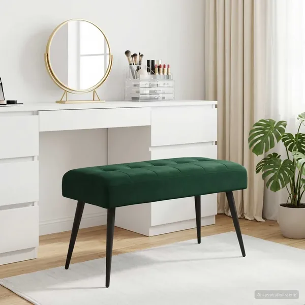 Banc avec capitonnage bouton Vert foncé 80 x 40 x 46 cm Velours
