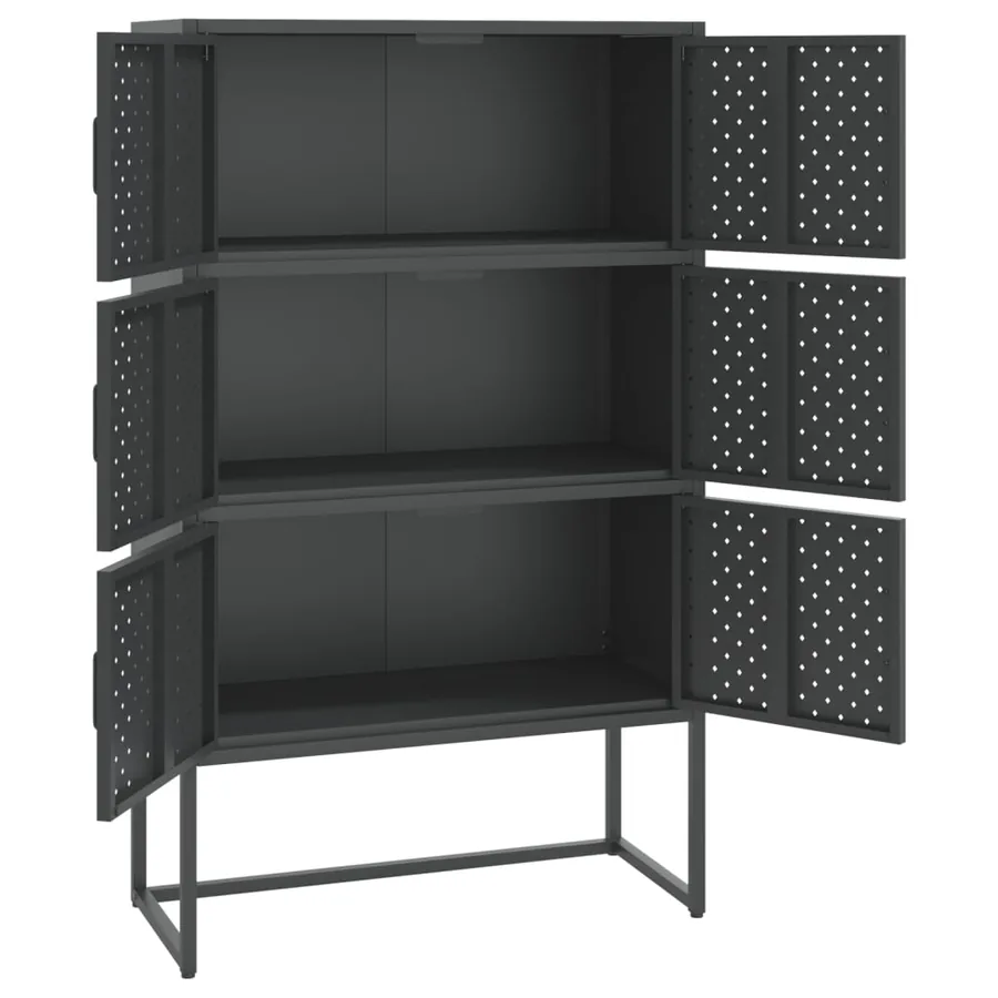 Buffet haut Anthracite 80x35x135 cm Acier - 4