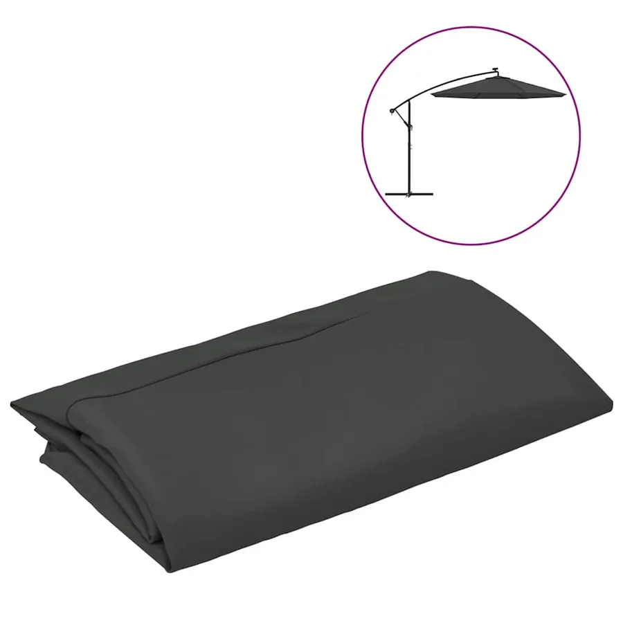 Tissu de remplacement pour parasol déporté anthracite 300 cm - 2