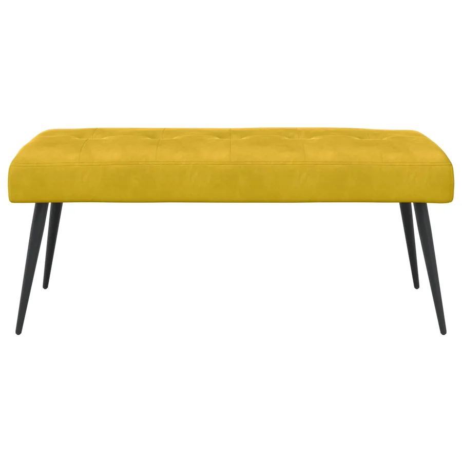 Banc avec capitonnage bouton Jaune 110 x 40 x 46 cm Velours - 5