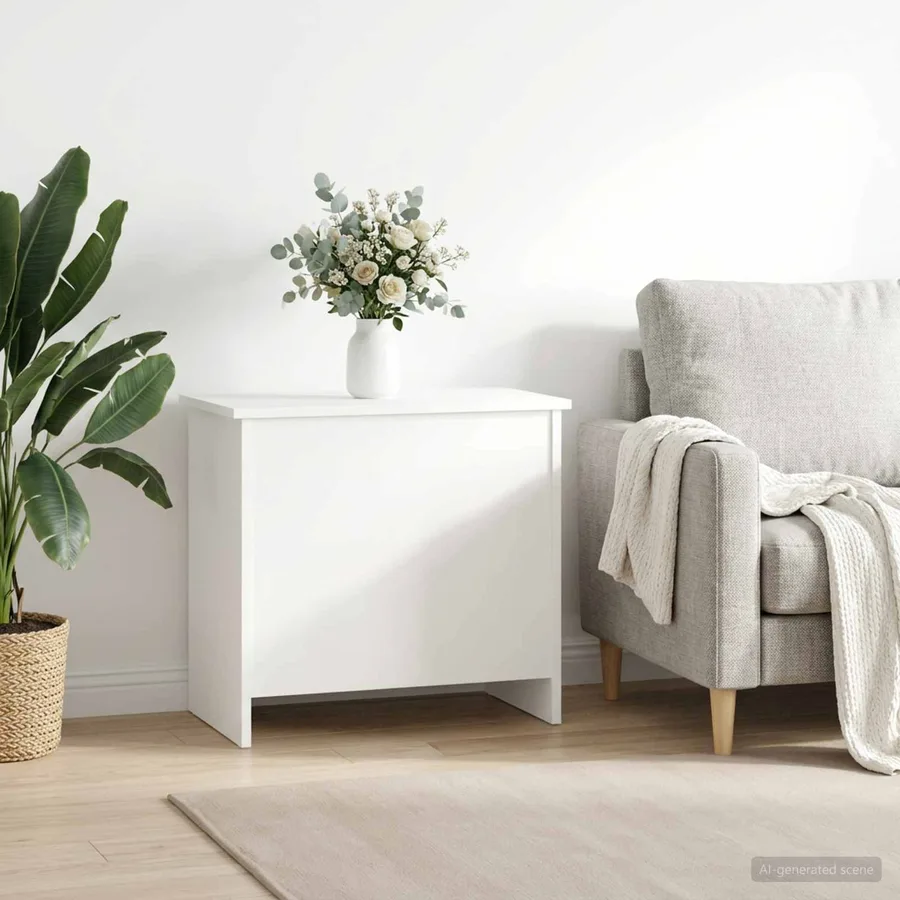 Coffre de rangement Blanc 60 x 40 x 50 cm Bois d'ingénierie - 4