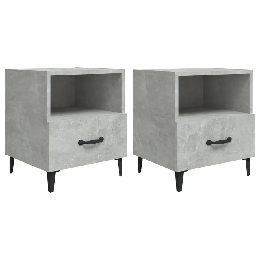 Tables de chevet 2 pcs Gris béton Bois d'ingénierie - 2