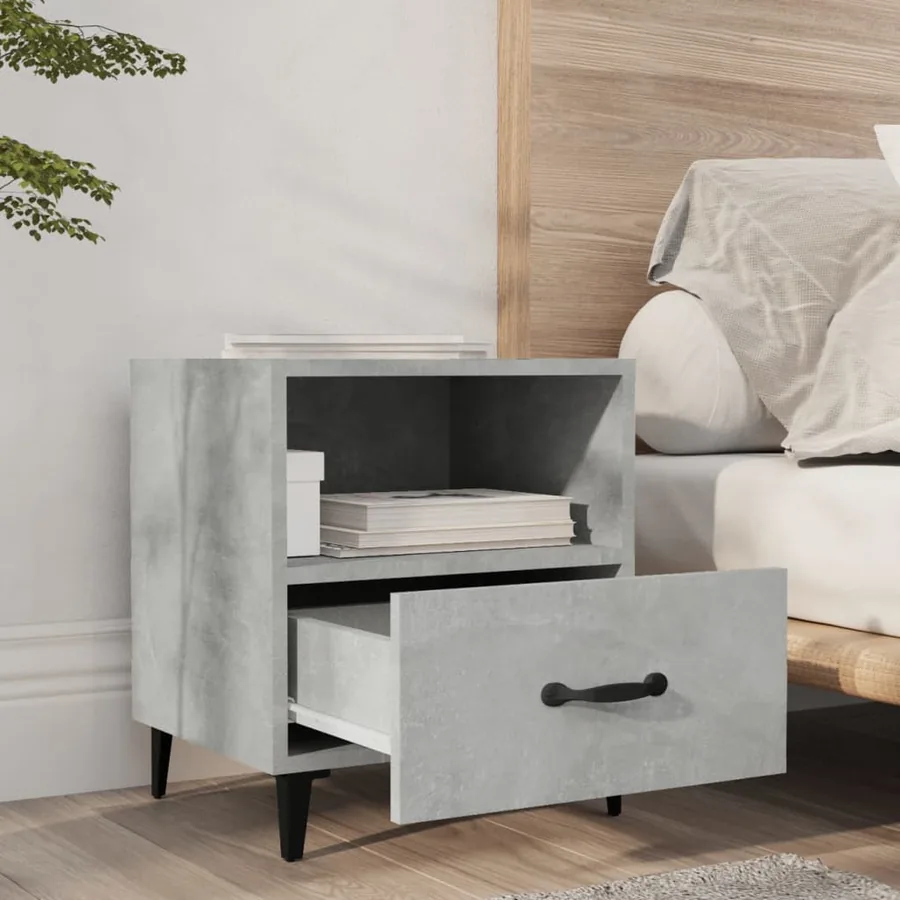 Tables de chevet 2 pcs Gris béton Bois d'ingénierie - 9