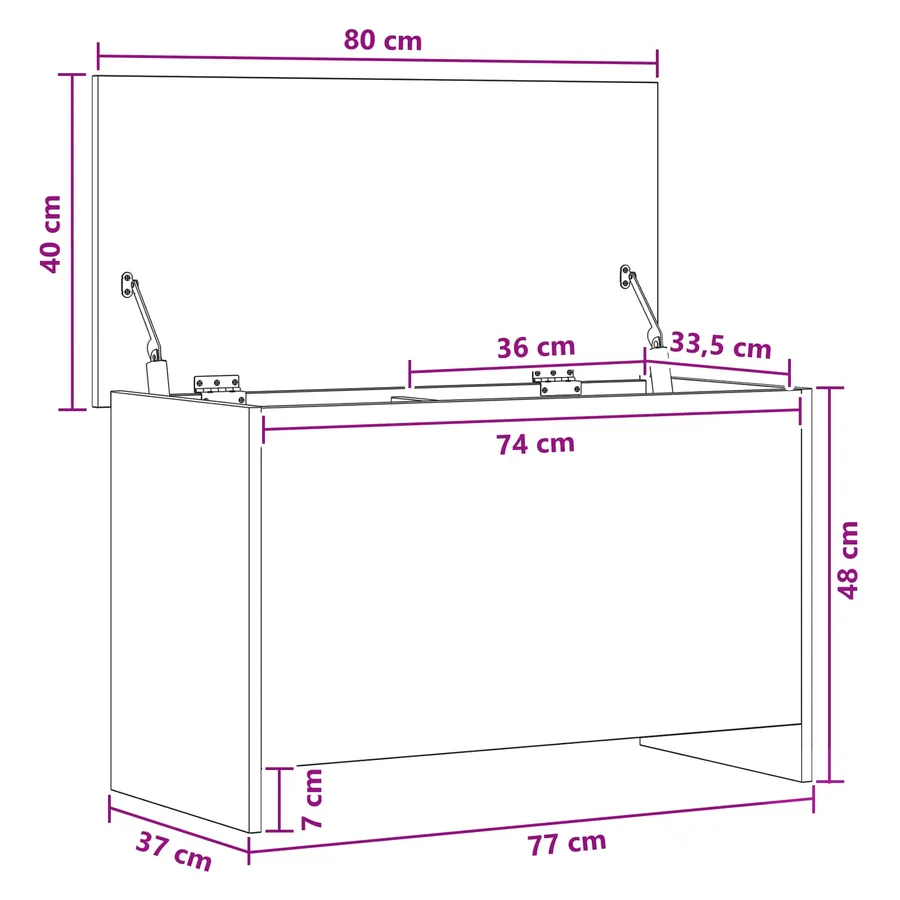 Coffre de rangement Chêne artisanal 80 x 40 x 50 cm - 8