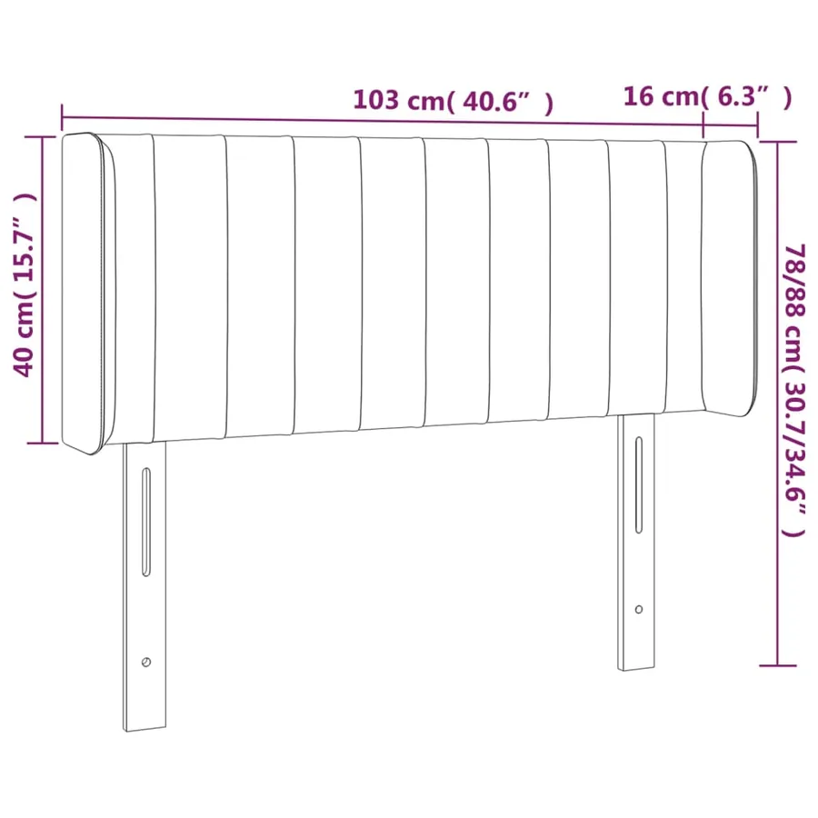 Tête de lit avec oreilles Gris clair 103x16x78/88 cm Velours - 9