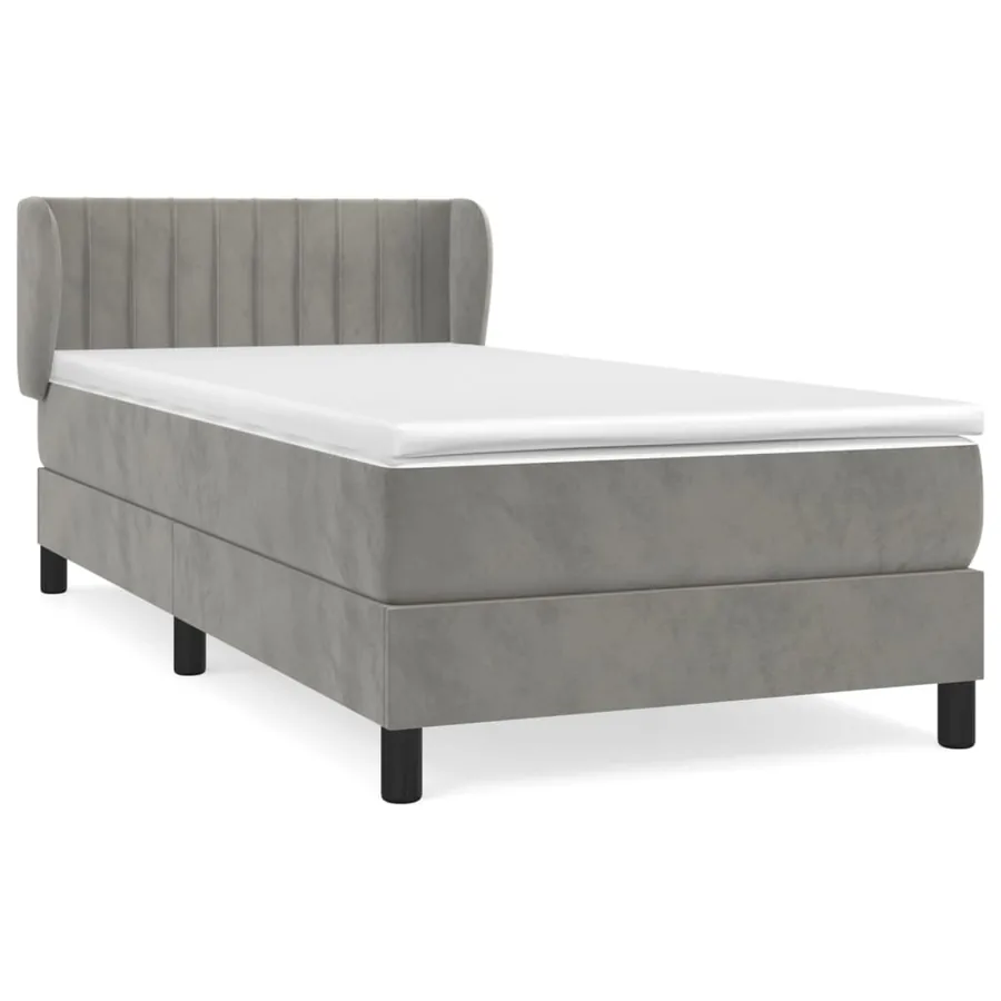 Sommier à lattes de lit et matelas Gris clair 100x200cm Velours - 2