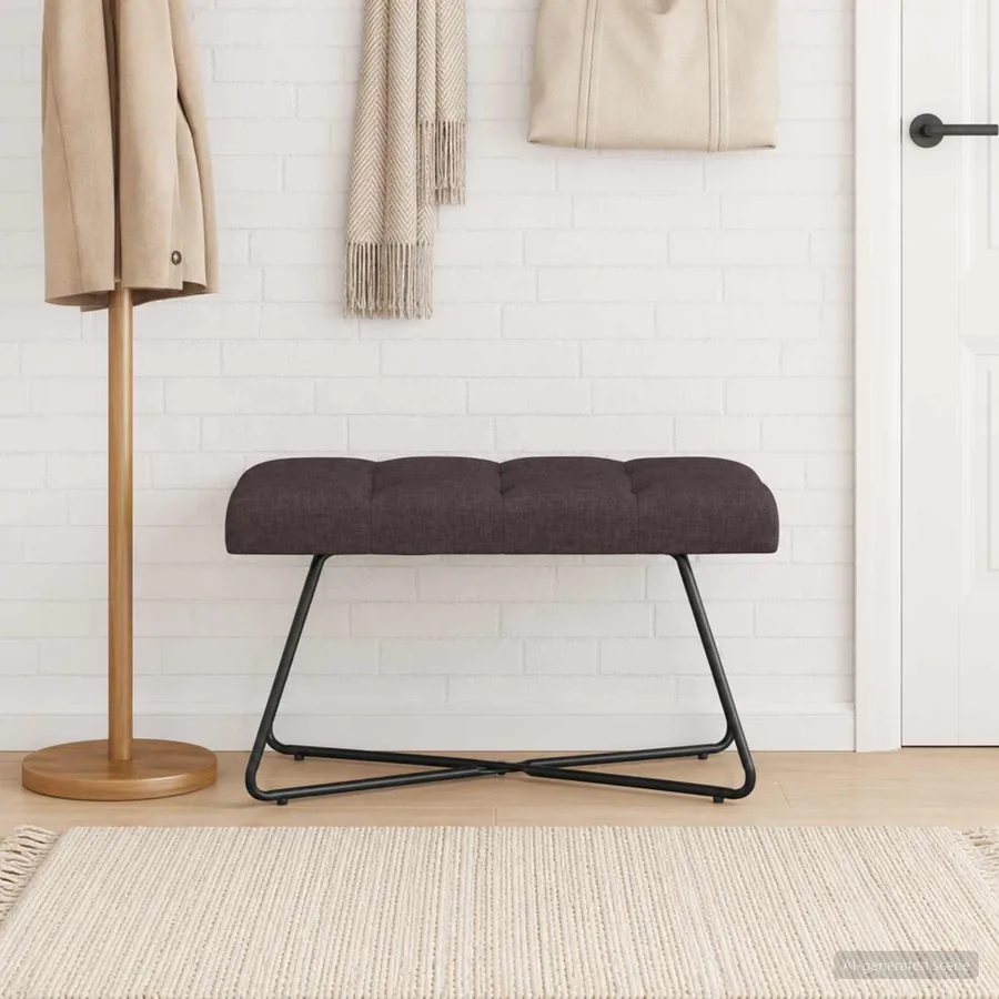 Banc avec capitonnage bouton Marron foncé 80 x 40 x 46 cm Tissu