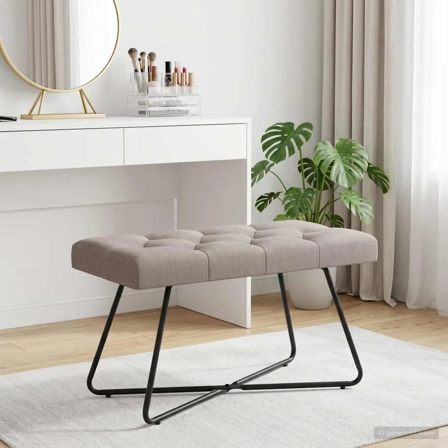 Banc avec capitonnage bouton Taupe 80 x 40 x 46 cm Tissu