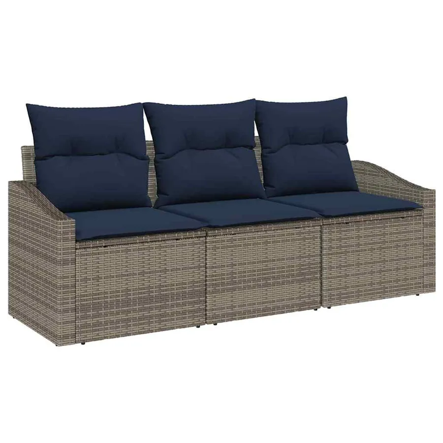 Ensemble de canapé de jardin 3 pcs Gris et bleu marine - 2