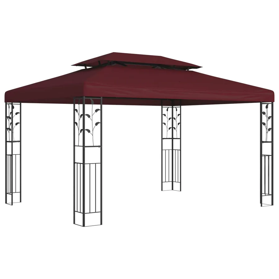 Pavillon 3,97 x 2,96 x 2,68 m Bordeaux Polyester et Acier