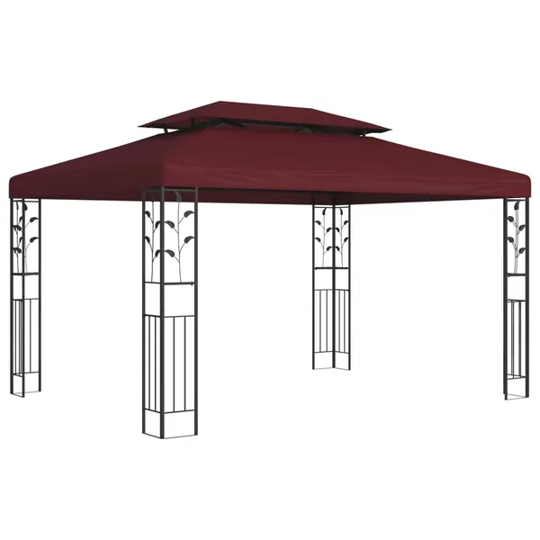 Pavillon 3,97 x 2,96 x 2,68 m Bordeaux Polyester et Acier
