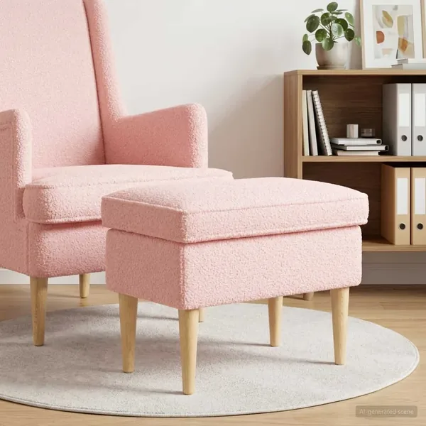 Pouf Rose 55 x 35 x 41 cm Bouclé