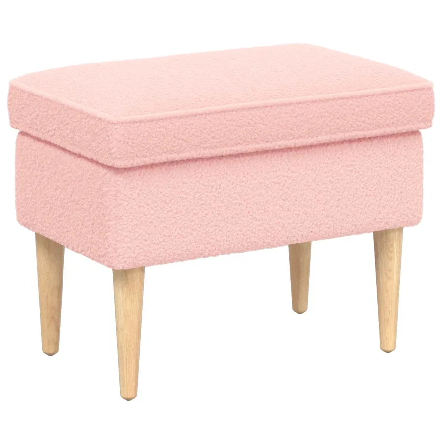 Pouf Rose 55 x 35 x 41 cm Bouclé - 2