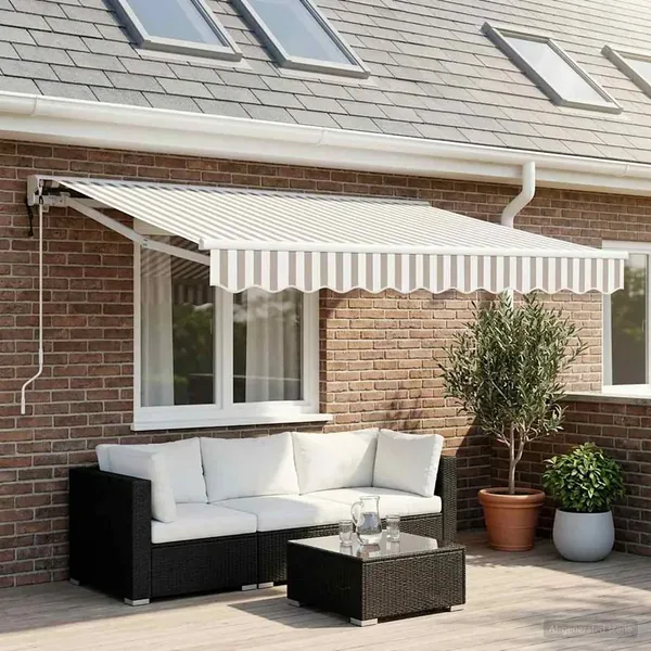 Auvent rétractable Gris clair et blanc 2,5 x 2 m