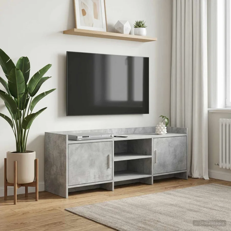 Meuble TV 130 x 33 x 47 cm Gris béton Bois d'ingénierie