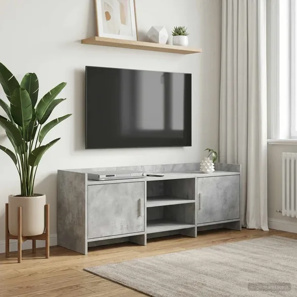 Meuble TV 130 x 33 x 47 cm Gris béton Bois d'ingénierie