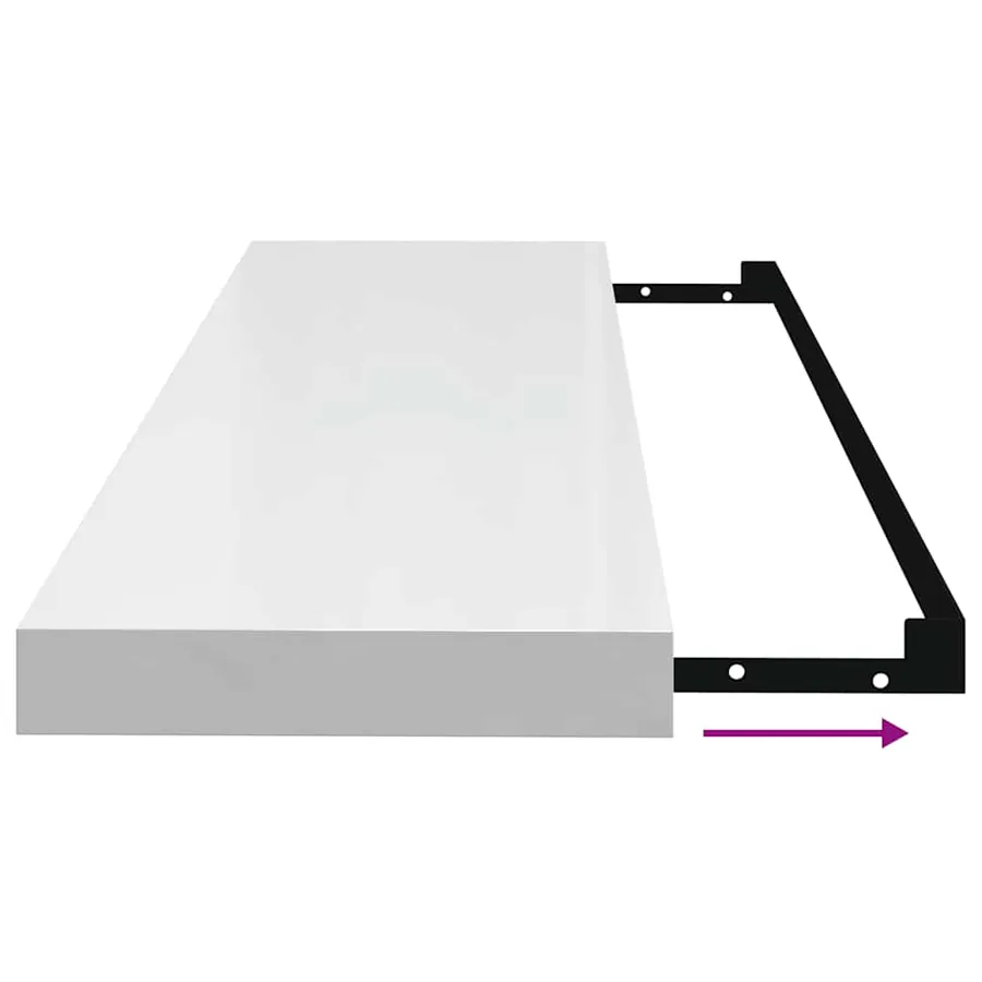 Étagère murale flottante 2 pcs Blanc brillant 90x23,5x3,8cm MDF - 11