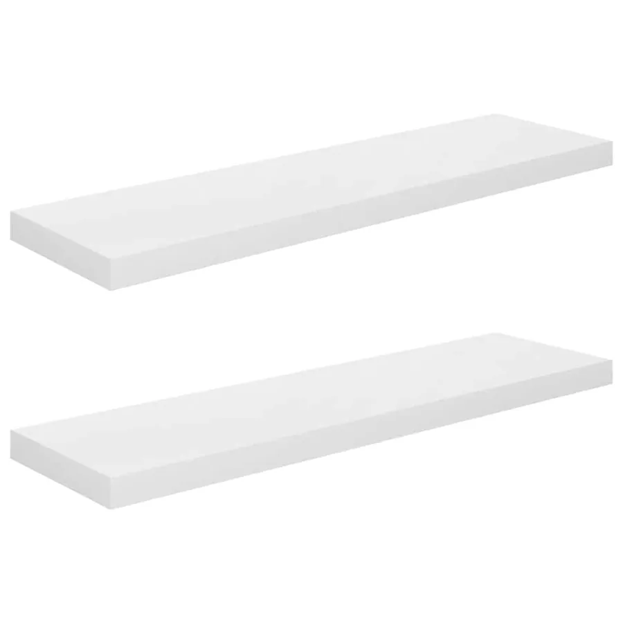 Étagère murale flottante 2 pcs Blanc brillant 90x23,5x3,8cm MDF - 2