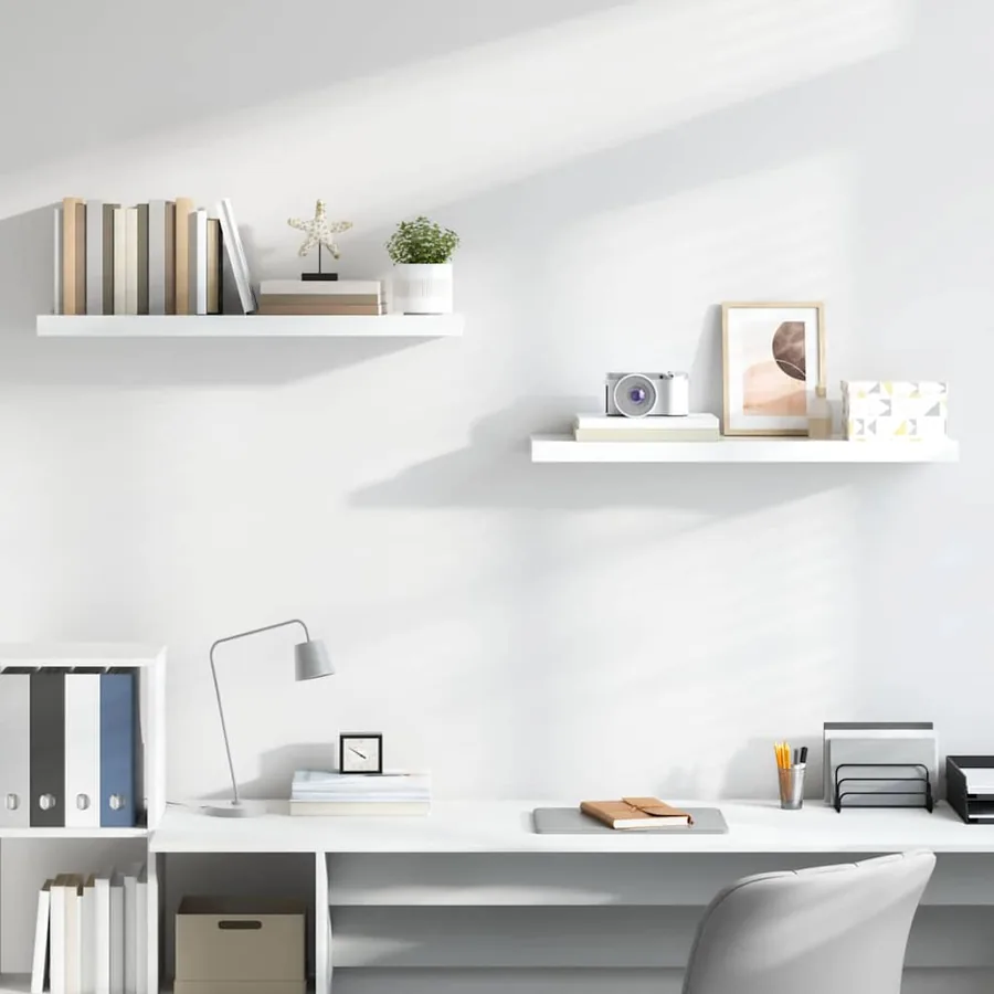 Étagère murale flottante 2 pcs Blanc brillant 90x23,5x3,8cm MDF - 3