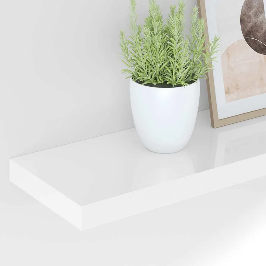 Étagère murale flottante 2 pcs Blanc brillant 90x23,5x3,8cm MDF - 4