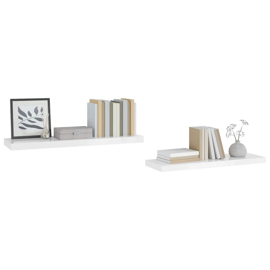 Étagère murale flottante 2 pcs Blanc brillant 90x23,5x3,8cm MDF - 5