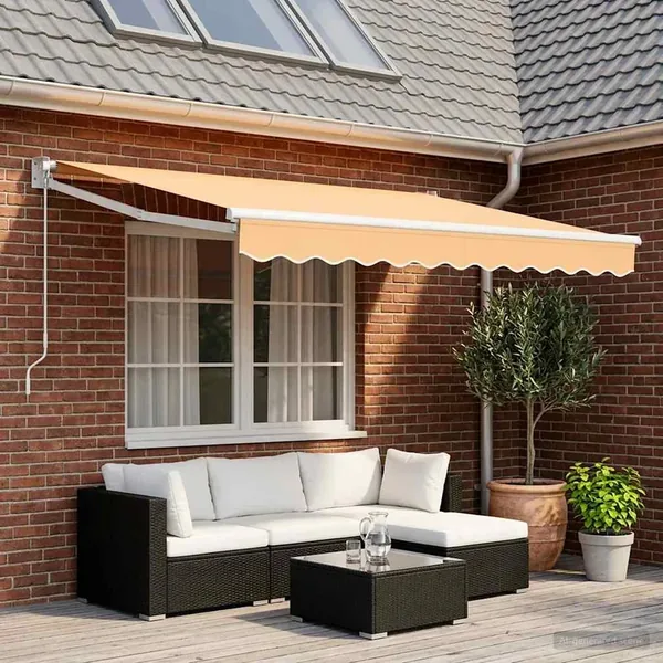 Auvent rétractable Sable 3 x 2,5 m 100% Polyester et Aluminium