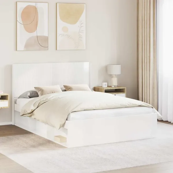 Tête de lit Blanc brillant Bois d'ingénierie