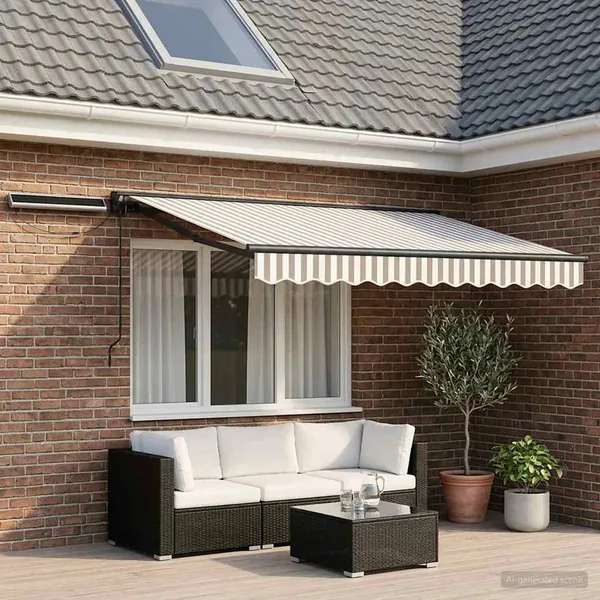 Auvent rétractable électrique Gris clair et blanc 3,5 x 2 m