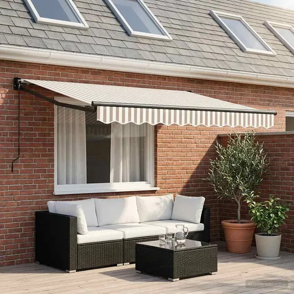 Auvent rétractable Gris clair et blanc 3,5 x 2 m