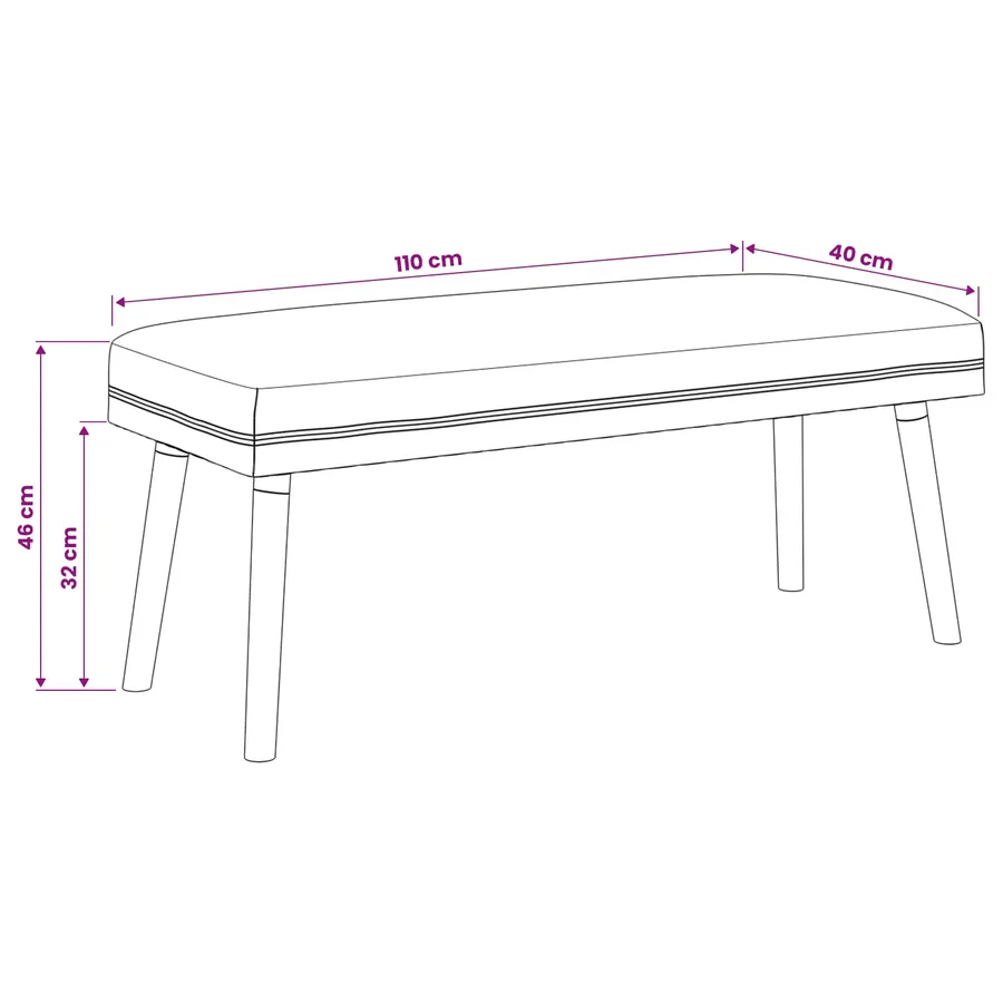 banc Uni Crème 110 x 40 x 46 cm Bouclé - 9