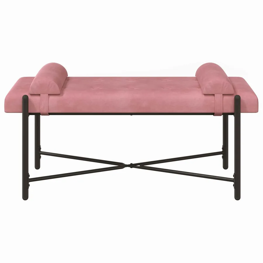 Banc capitonné à boutons avec coussins Rose 110 x 40 x 46 cm - 6