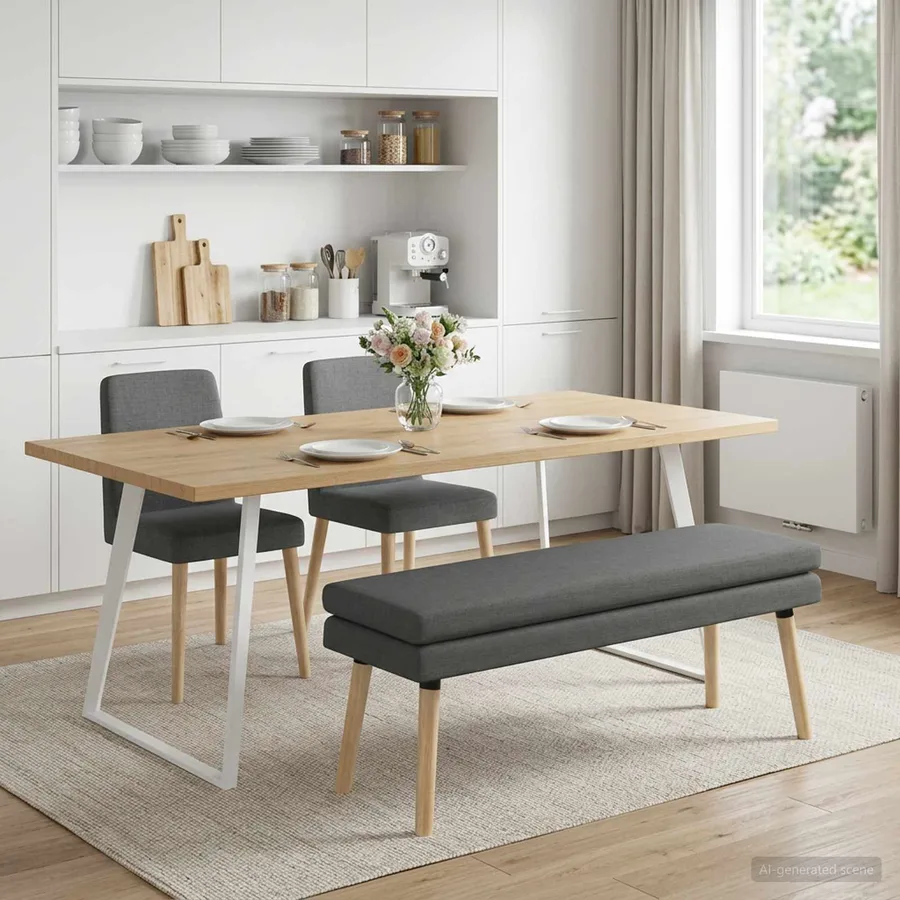 Banc à double couche Gris foncé 110 x 40 x 47 cm Tissu - 3