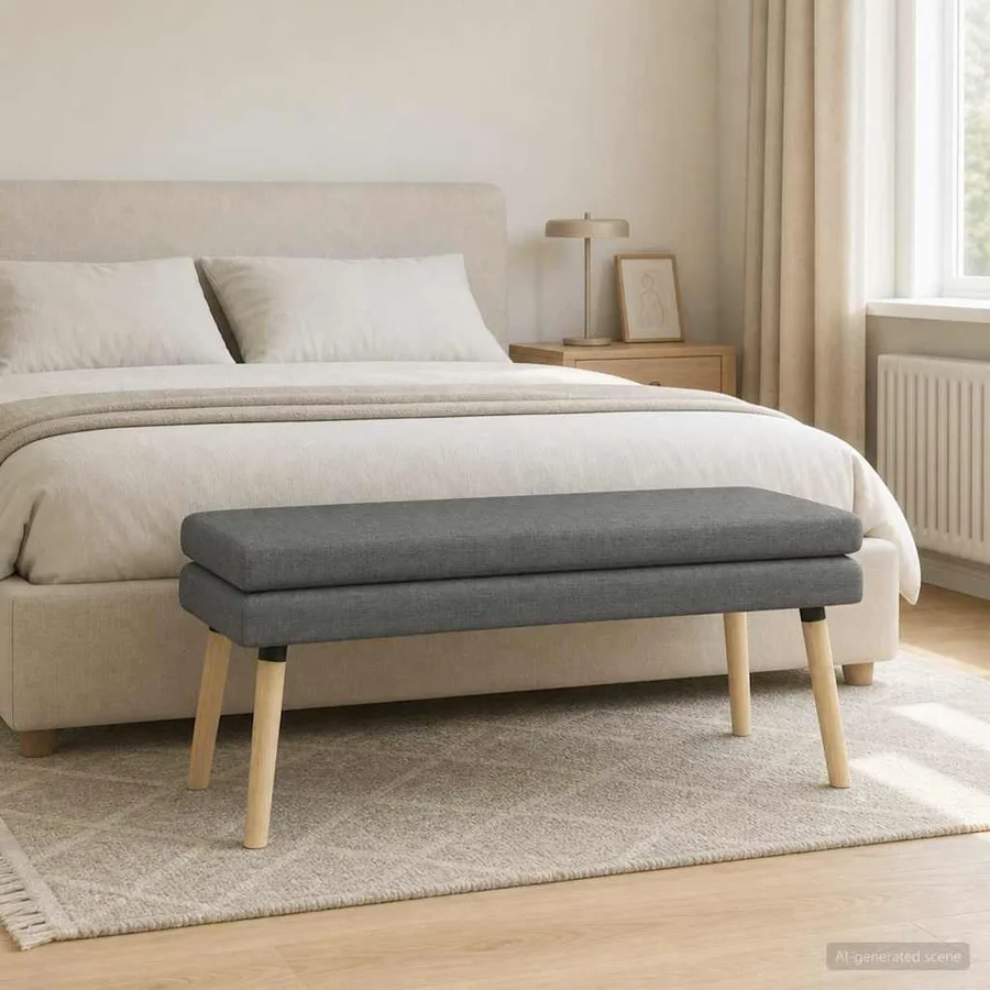 Banc à double couche Gris foncé 110 x 40 x 47 cm Tissu - 4