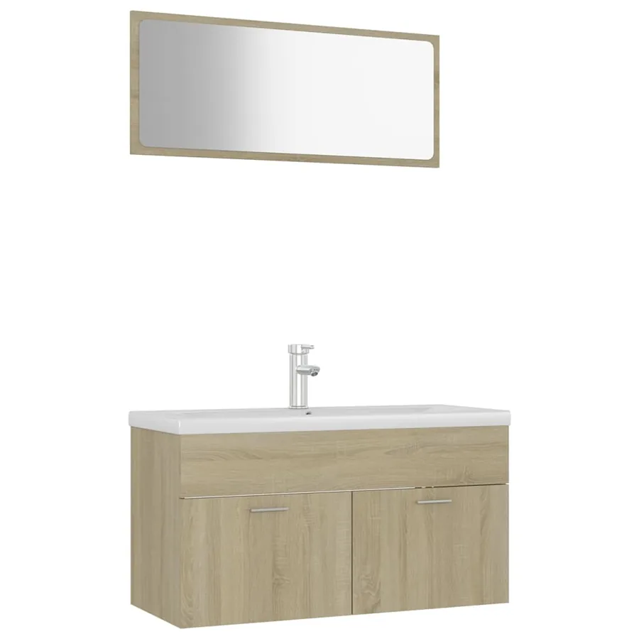Ensemble de meubles de salle de bain Chêne sonoma Aggloméré - 2