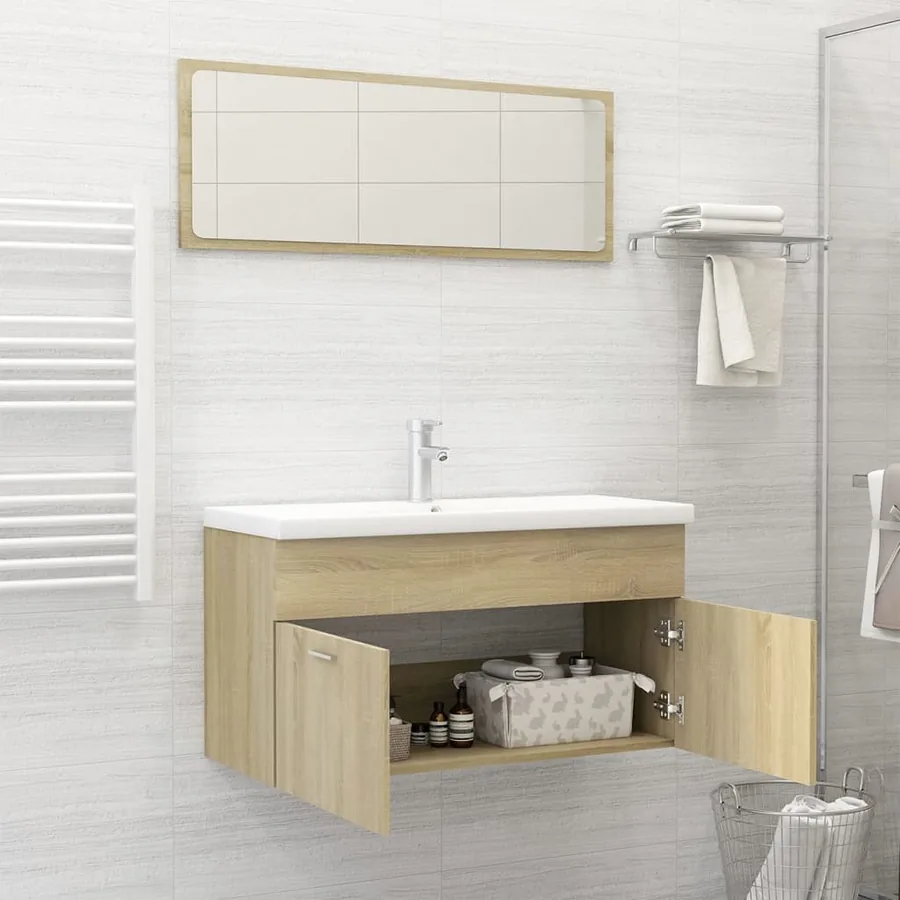 Ensemble de meubles de salle de bain Chêne sonoma Aggloméré - 3