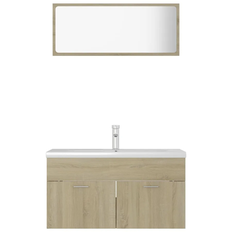 Ensemble de meubles de salle de bain Chêne sonoma Aggloméré - 5