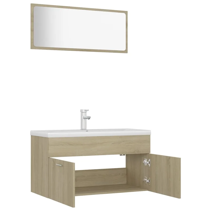 Ensemble de meubles de salle de bain Chêne sonoma Aggloméré - 7