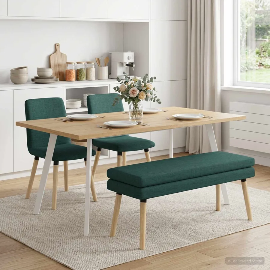 Banc à double couche Vert foncé 110 x 40 x 47 cm Tissu - 4