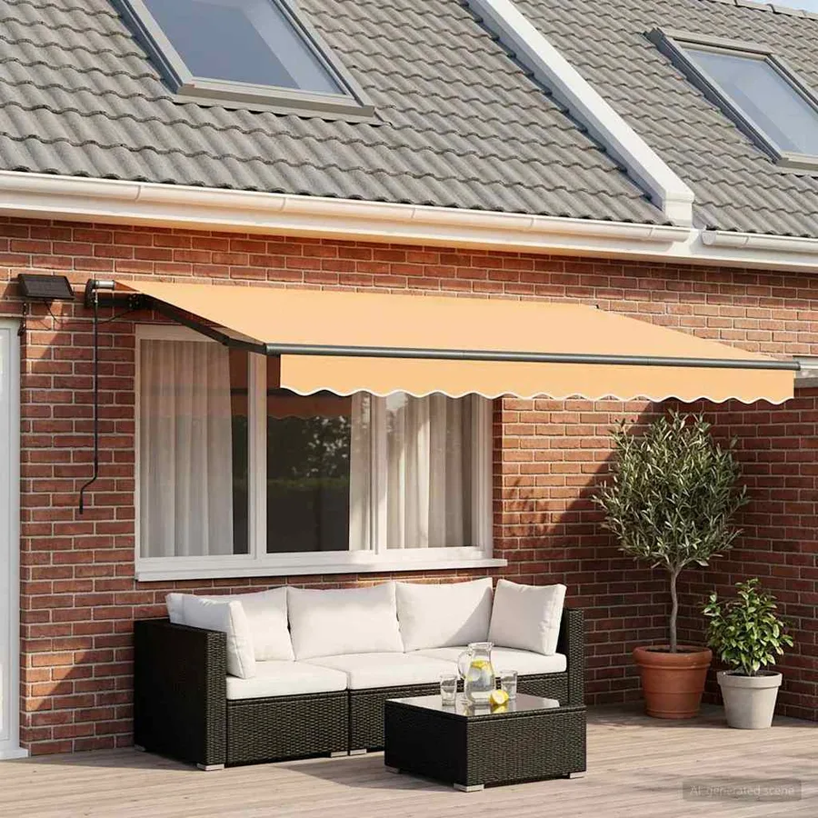 Auvent rétractable Sable 350 x 250 cm Tissu et Aluminium - 3