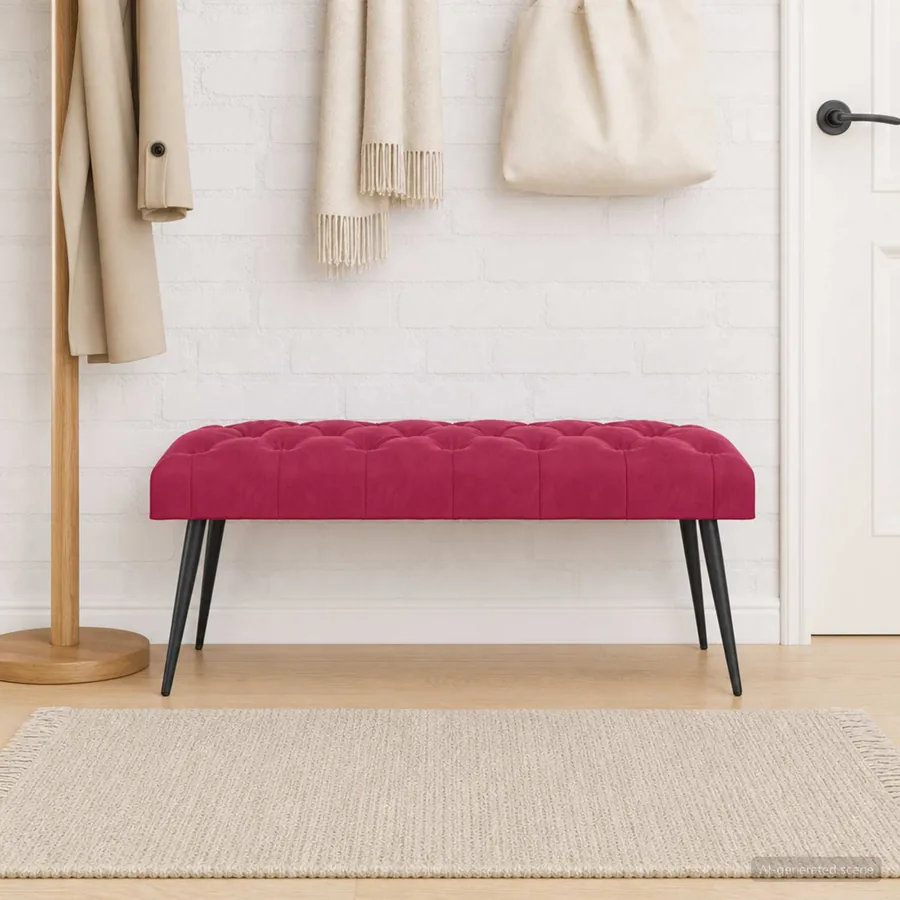 Banc avec capitonnage bouton Bordeaux 110 x 40 x 46 cm Velours