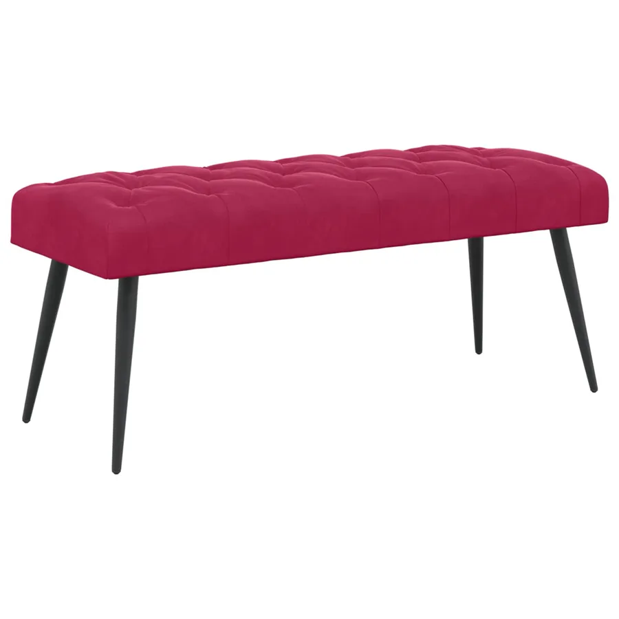 Banc avec capitonnage bouton Bordeaux 110 x 40 x 46 cm Velours - 2